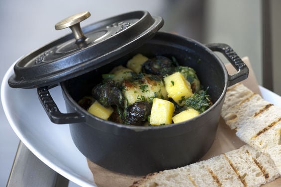 Escargot with Potato Gnocchi, Garlic, Parsley, and Pain Grillé