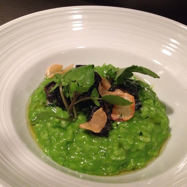 Wild Burgundy Snails, Roasted Garlic & Watercress Risotto, Garlic Chips.